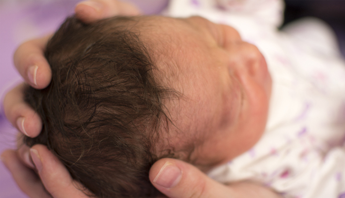 Baby with full head of hair